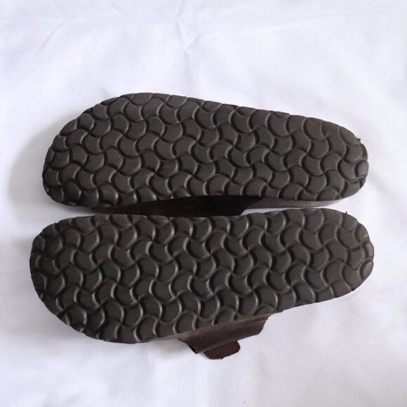 Autenti Unisex Sz 43 Brown Buckle Leather Socks Casual Slip On Sandals - Picture 6 of 9